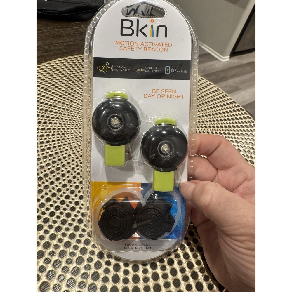 Bkin Motion Activated USB Rechargeable Safety Beacon Black/Green 2 Pack LED